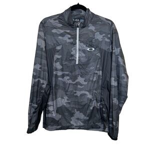 OAKLEY Men’s S Black Camo Fit 1/4 Zip Pullover Windbreaker Lightweight Jacket To